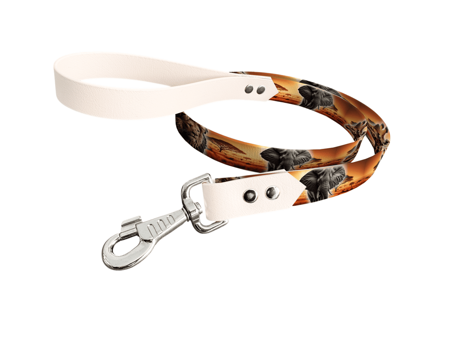 L'atelier du Fourmilier Laisse bicolore longe imprimée 87 / 19mm Laisse bicolore en BioThane® avec longe imprimée – Collection Animaux sauvages- Coloris au choix