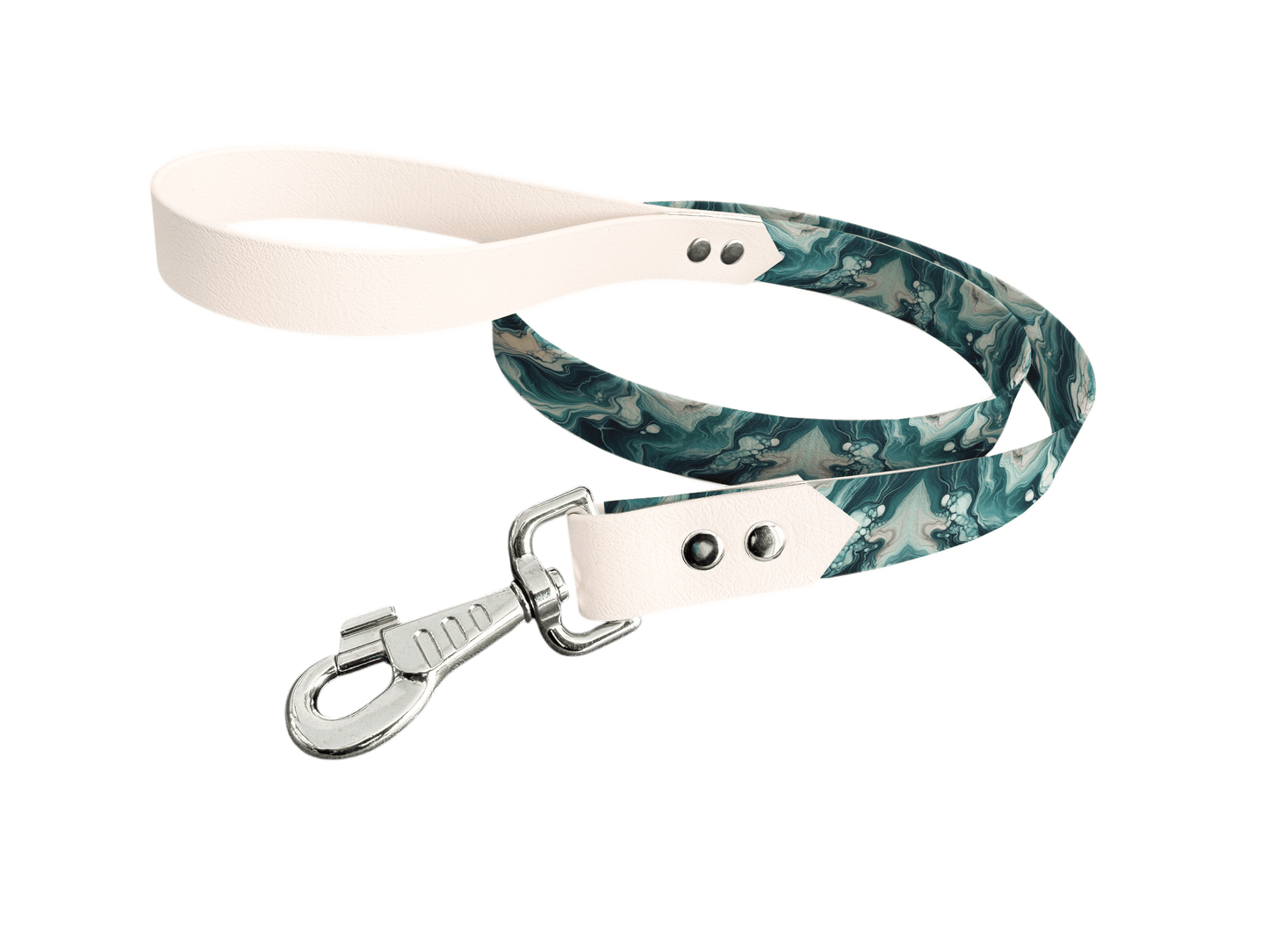 L'atelier du Fourmilier Laisse bicolore longe imprimée 9 / 19mm Laisse bicolore en BioThane® avec longe imprimée – Collection Abstrait - Coloris au choix