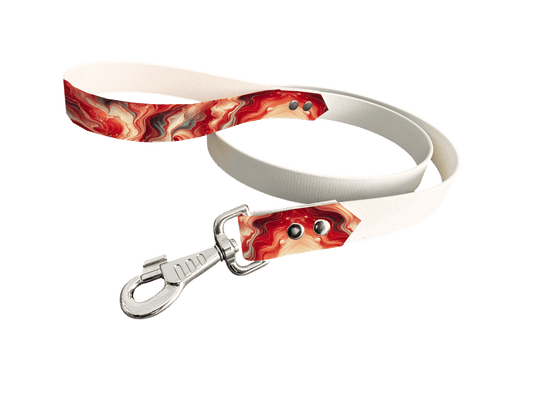 L'atelier du Fourmilier Laisse bicolore poignée imprimée 10 / 19mm Laisse bicolore en BioThane® avec poignée imprimée – Collection Abstrait - Coloris au choix