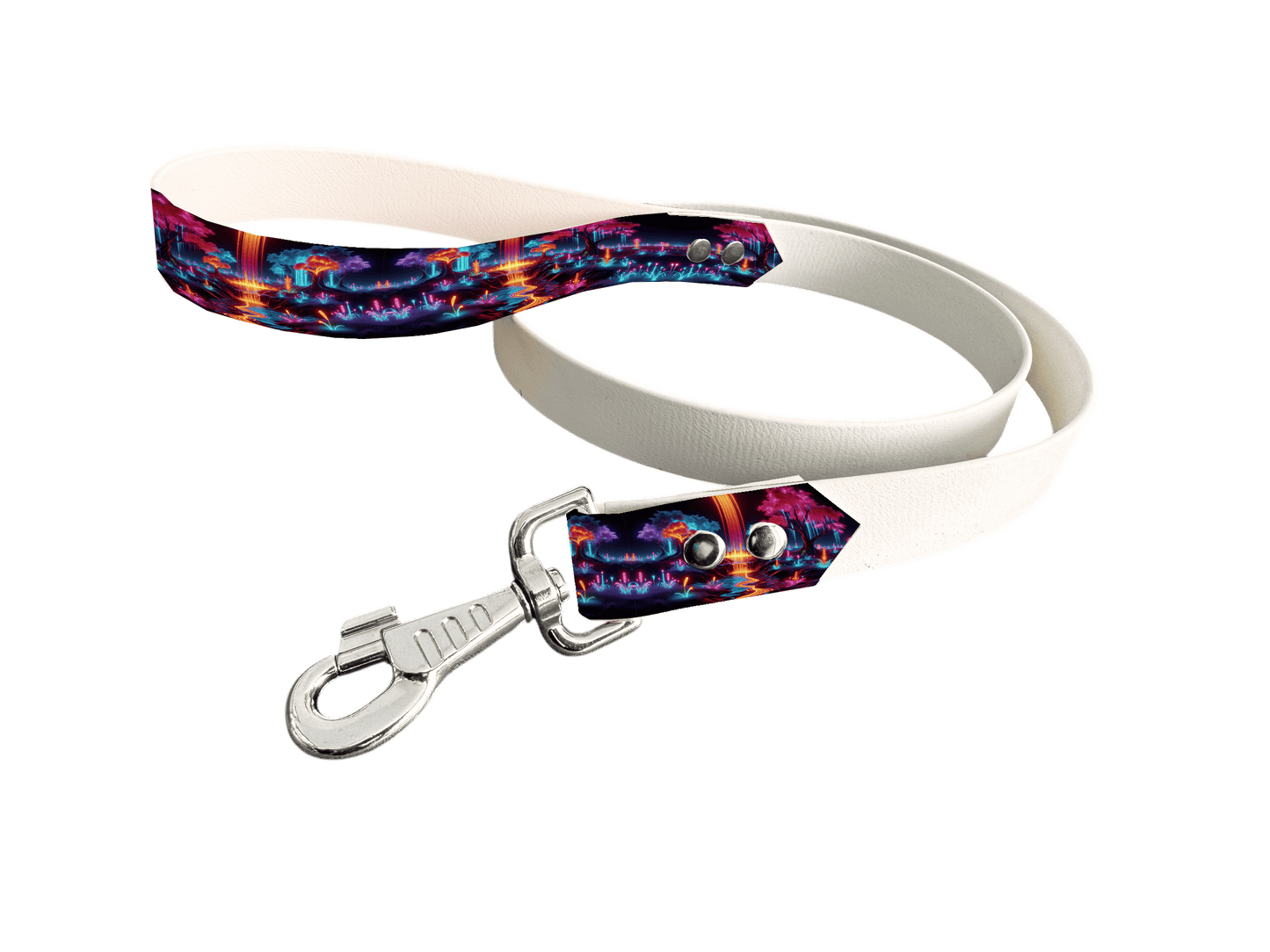 L'atelier du Fourmilier Laisse bicolore poignée imprimée 100 / 19mm Laisse bicolore en BioThane® avec poignée imprimée – Collection Paysages- Coloris au choix