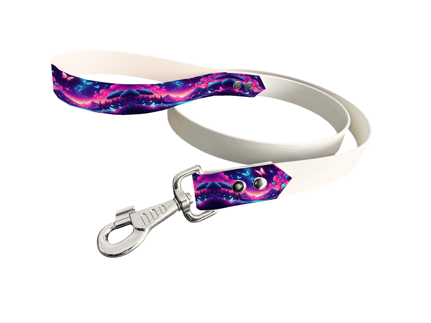 L'atelier du Fourmilier Laisse bicolore poignée imprimée 103 / 19mm Laisse bicolore en BioThane® avec poignée imprimée – Collection Insectes- Coloris au choix