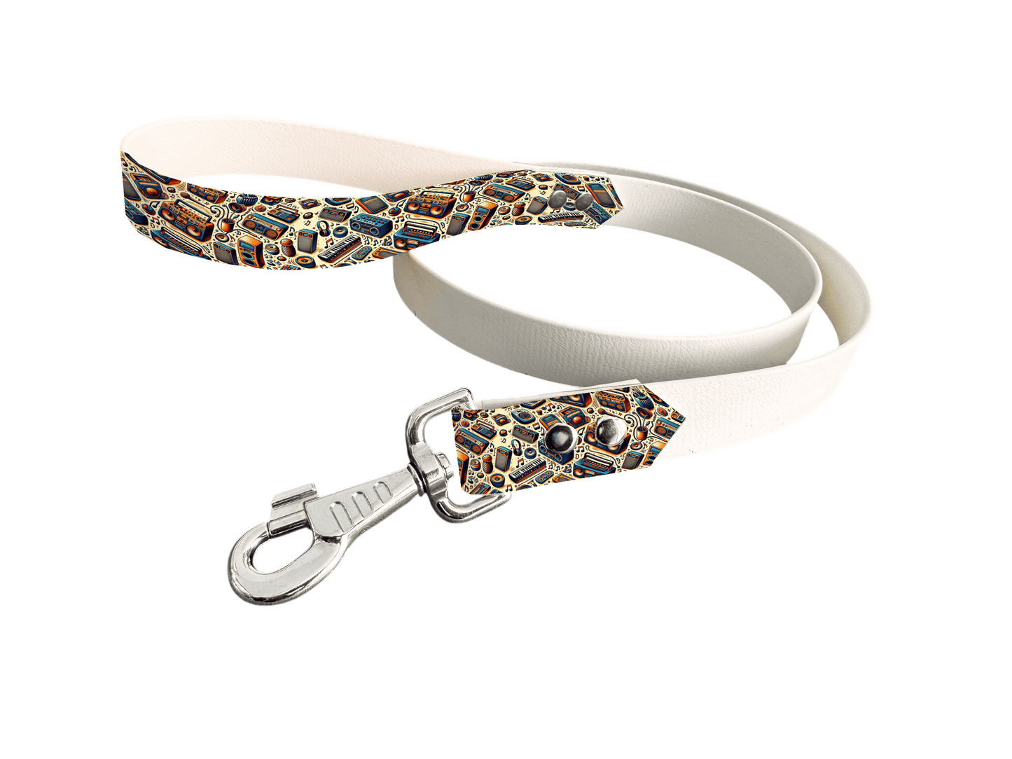 L'atelier du Fourmilier Laisse bicolore poignée imprimée 109 / 19mm Laisse bicolore en BioThane® avec poignée imprimée – Collection Pop Art- Coloris au choix