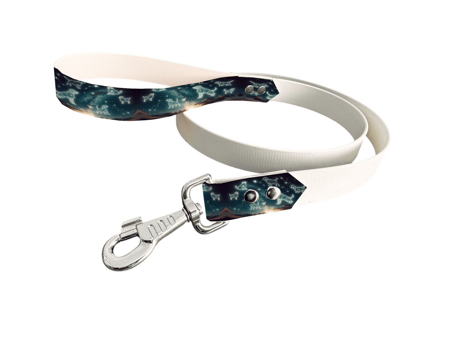 L'atelier du Fourmilier Laisse bicolore poignée imprimée 111 / 19mm Laisse bicolore en BioThane® avec poignée imprimée – Collection Galaxie- Coloris au choix