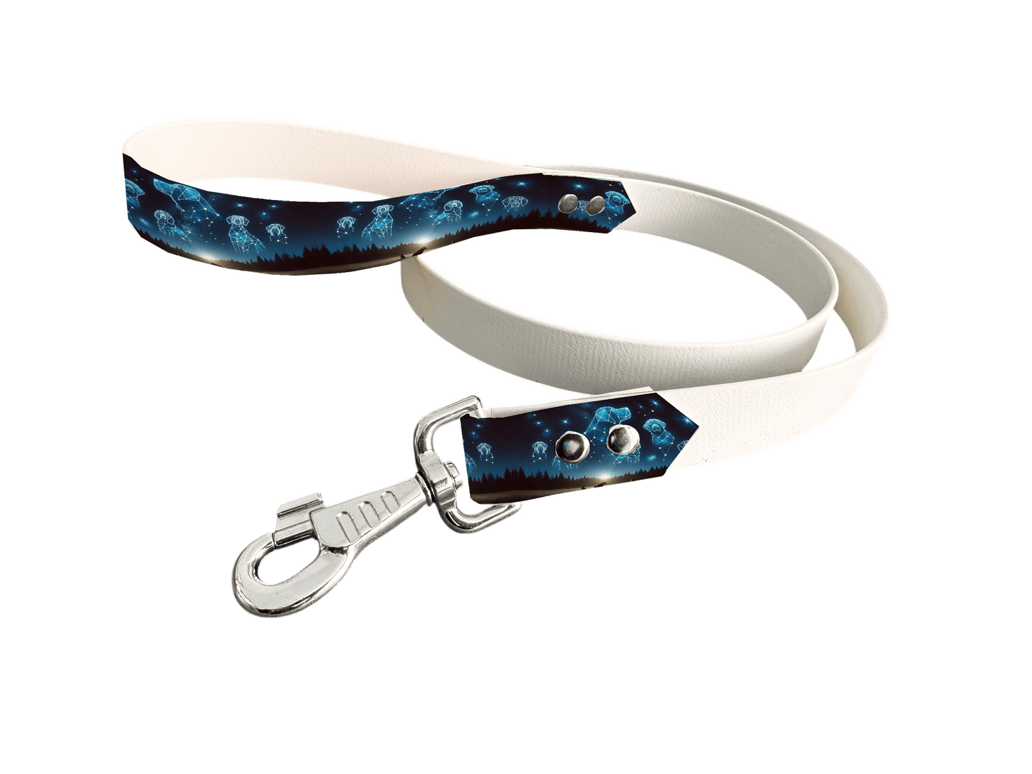 L'atelier du Fourmilier Laisse bicolore poignée imprimée 113 / 19mm Laisse bicolore en BioThane® avec poignée imprimée – Collection Galaxie- Coloris au choix