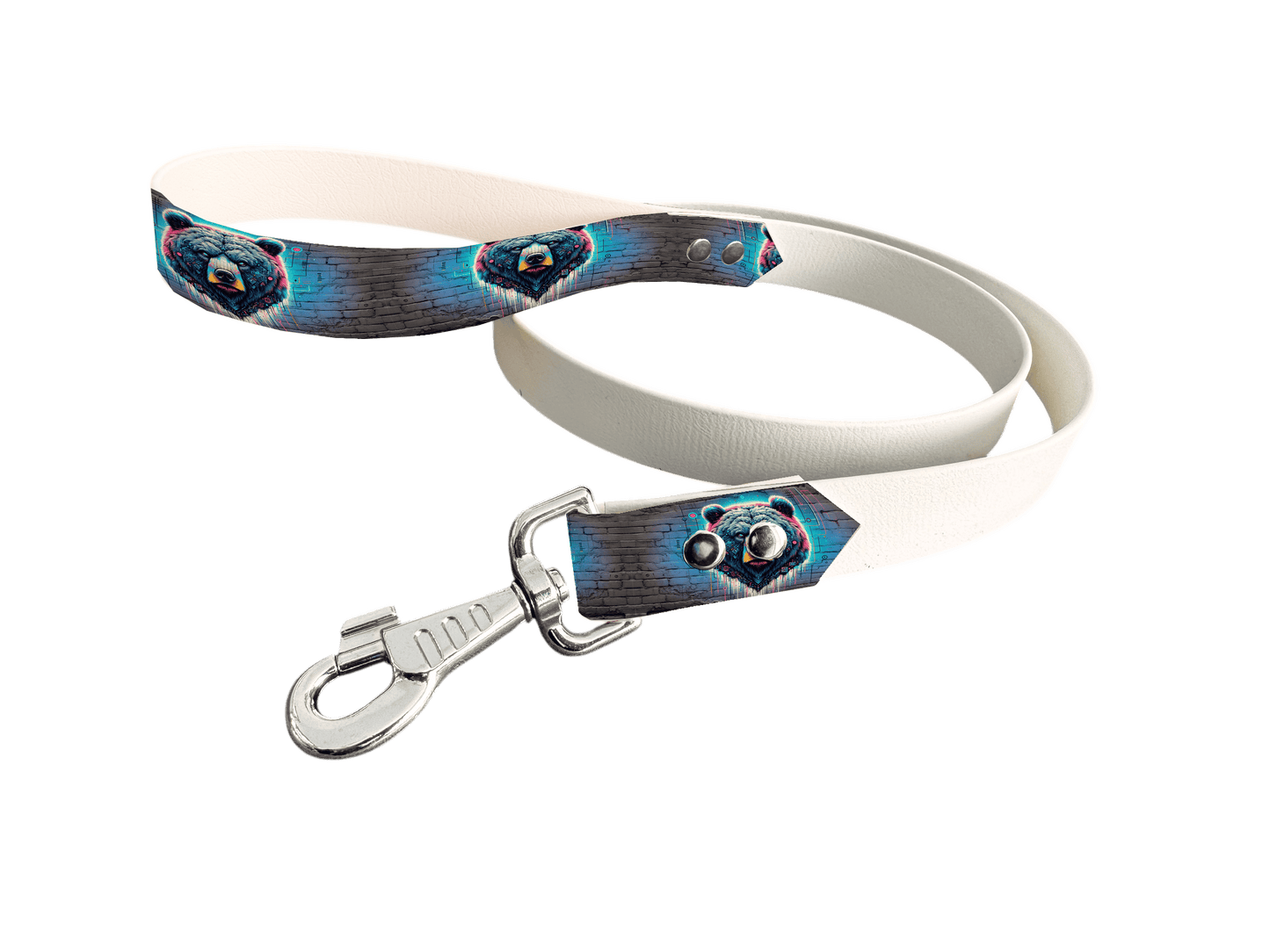 L'atelier du Fourmilier Laisse bicolore poignée imprimée 118 / 19mm Laisse bicolore en BioThane® avec poignée imprimée – Collection Pop Art- Coloris au choix