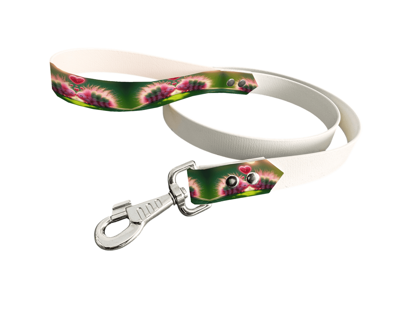 L'atelier du Fourmilier Laisse bicolore poignée imprimée 125 / 19mm Laisse bicolore en BioThane® avec poignée imprimée – Collection Insectes- Coloris au choix