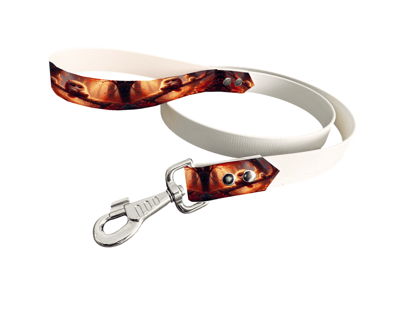 L'atelier du Fourmilier Laisse bicolore poignée imprimée 126 / 19mm Laisse bicolore en BioThane® avec poignée imprimée – Collection Créatures imaginaires- Coloris au choix