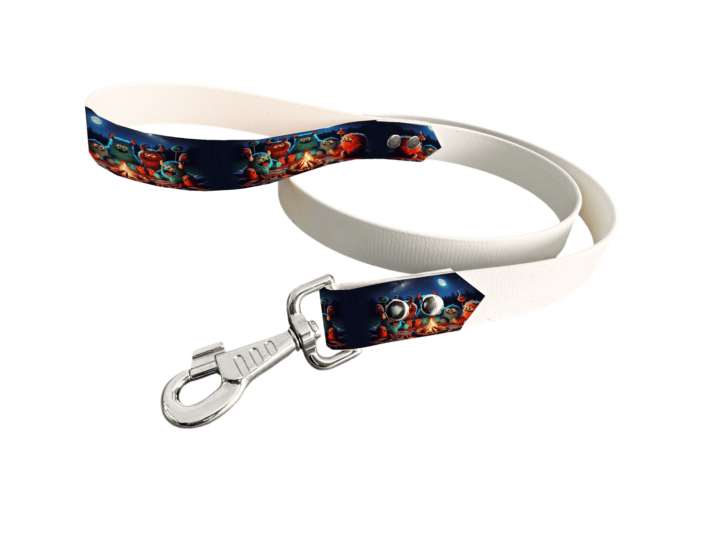 L'atelier du Fourmilier Laisse bicolore poignée imprimée 127 / 19mm Laisse bicolore en BioThane® avec poignée imprimée – Collection Créatures imaginaires- Coloris au choix