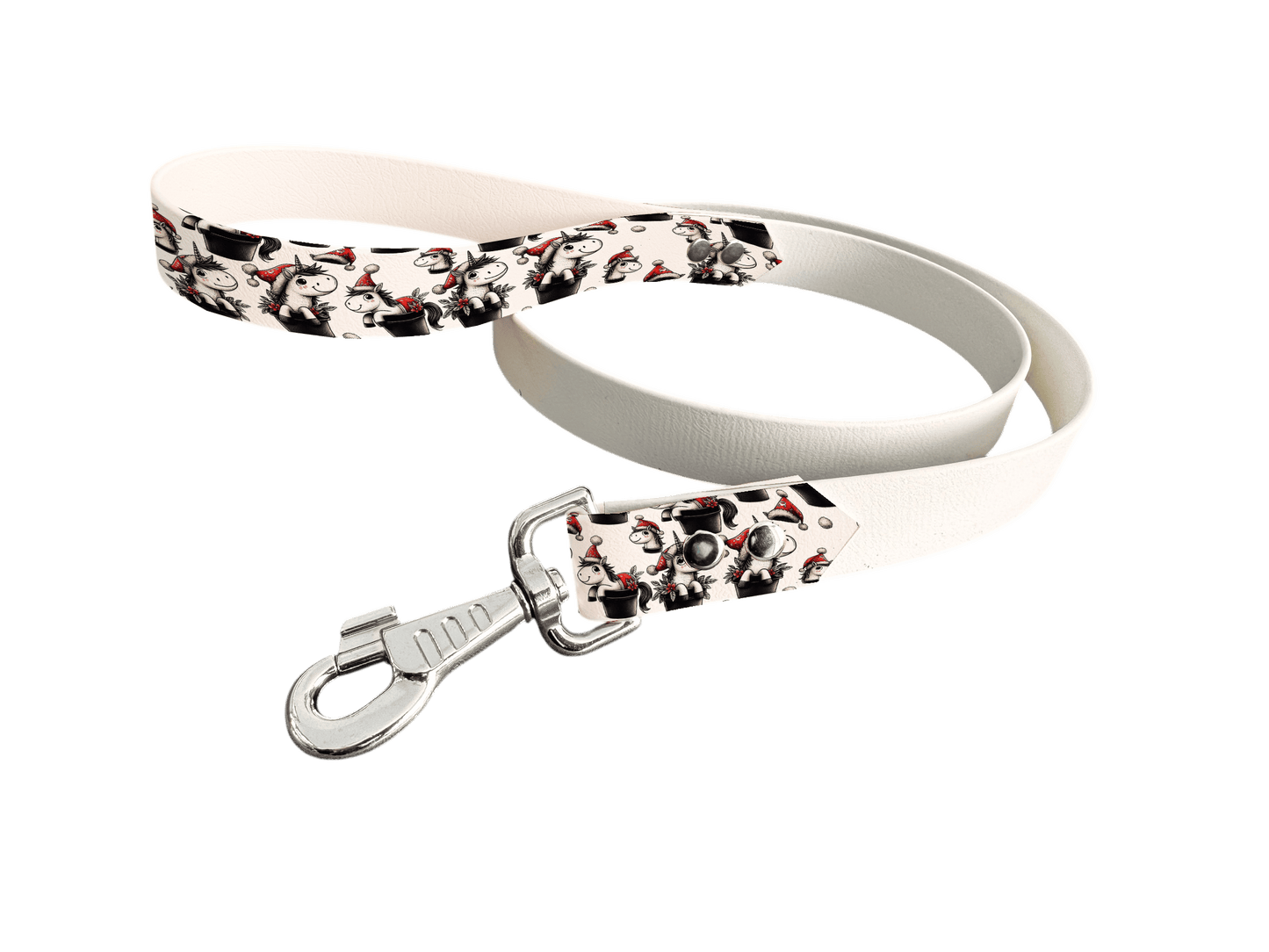 L'atelier du Fourmilier Laisse bicolore poignée imprimée 149 / 19mm Laisse bicolore en BioThane® avec poignée imprimée – Collection Noël - Coloris au choix