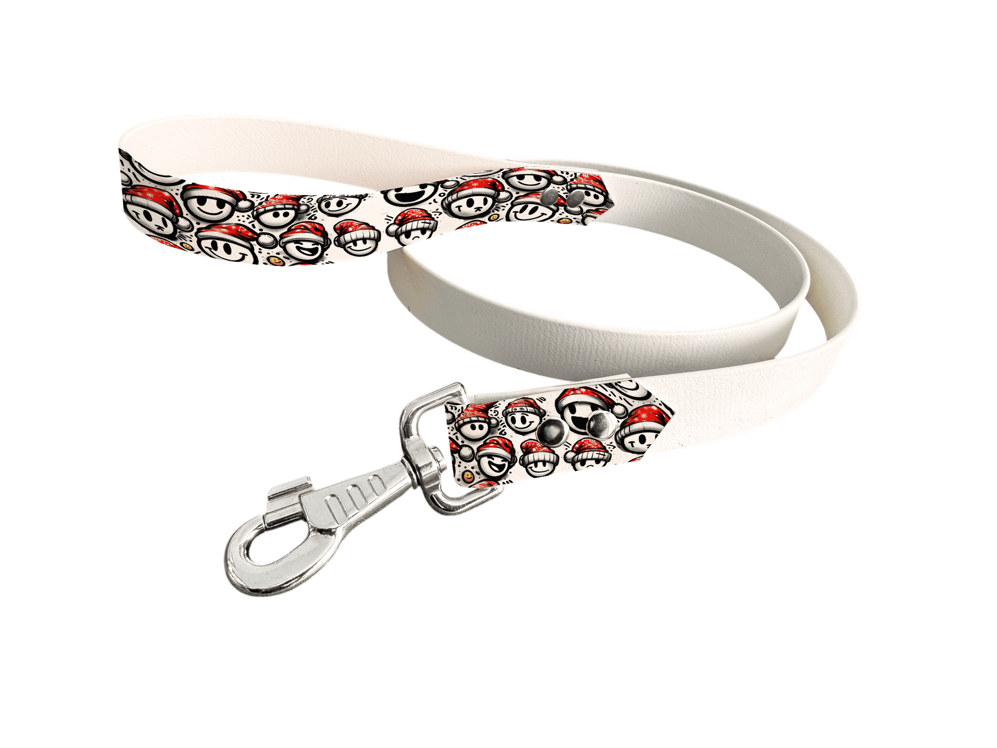 L'atelier du Fourmilier Laisse bicolore poignée imprimée 153 / 19mm Laisse bicolore en BioThane® avec poignée imprimée – Collection Noël - Coloris au choix