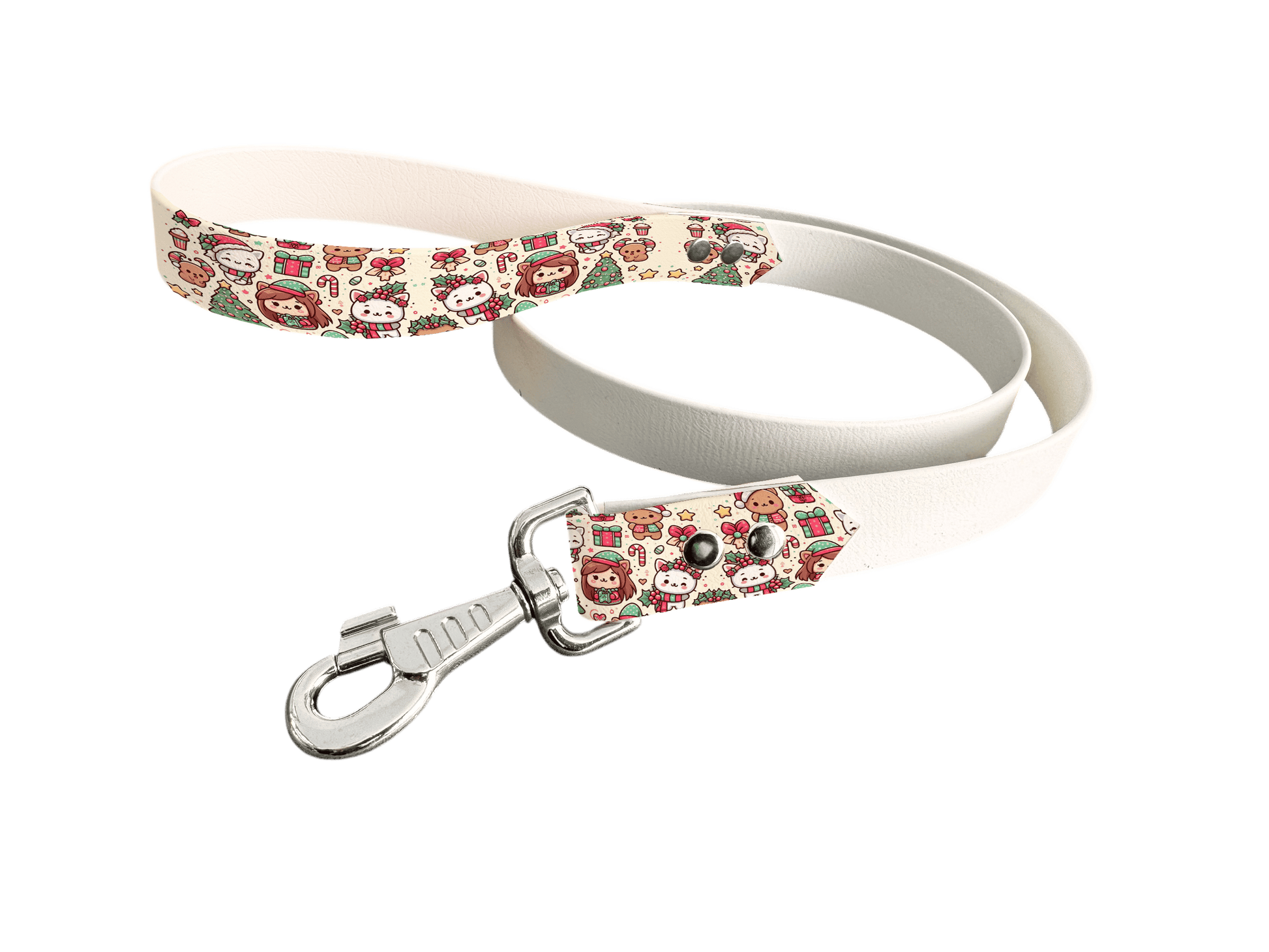 L'atelier du Fourmilier Laisse bicolore poignée imprimée 159 / 19mm Laisse bicolore en BioThane® avec poignée imprimée – Collection Noël - Coloris au choix