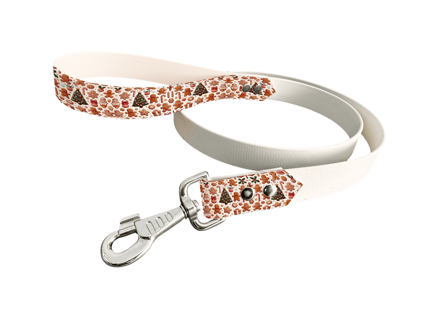 L'atelier du Fourmilier Laisse bicolore poignée imprimée 161 / 19mm Laisse bicolore en BioThane® avec poignée imprimée – Collection Noël - Coloris au choix