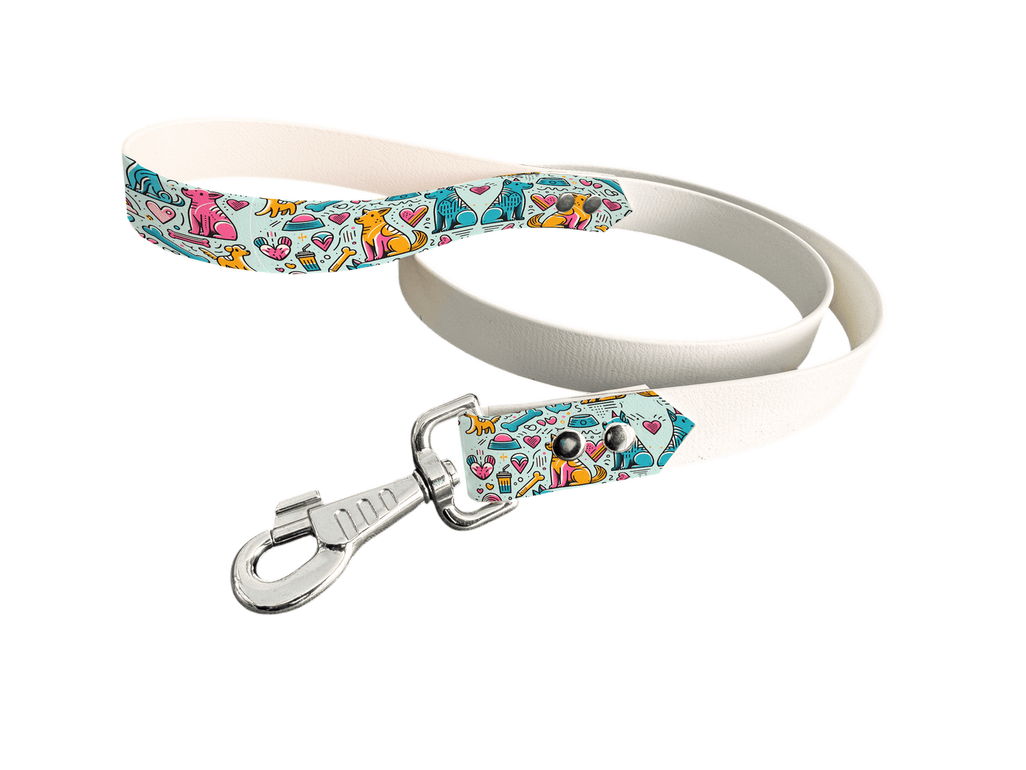 L'atelier du Fourmilier Laisse bicolore poignée imprimée 172 / 19mm Laisse bicolore en BioThane® avec poignée imprimée – Collection Chiens- Coloris au choix