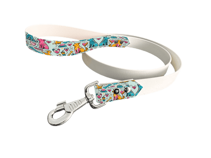 L'atelier du Fourmilier Laisse bicolore poignée imprimée 172 / 19mm Laisse bicolore en BioThane® avec poignée imprimée – Collection Chiens- Coloris au choix