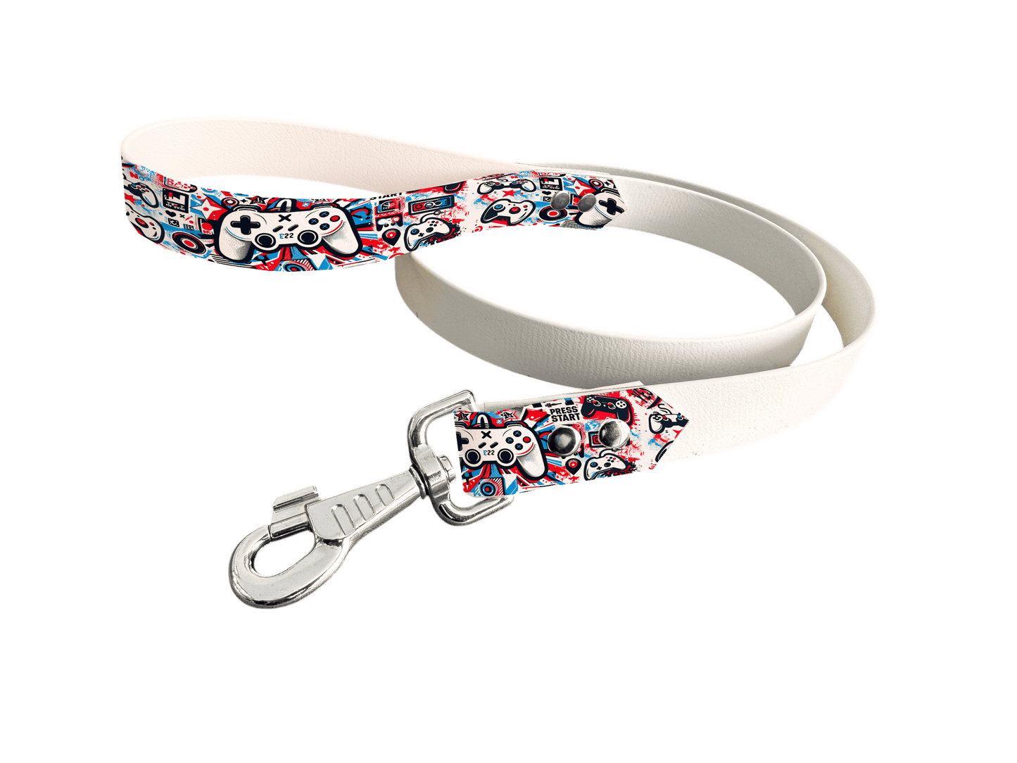 L'atelier du Fourmilier Laisse bicolore poignée imprimée 175 / 19mm Laisse bicolore en BioThane® avec poignée imprimée – Collection Pop Art- Coloris au choix