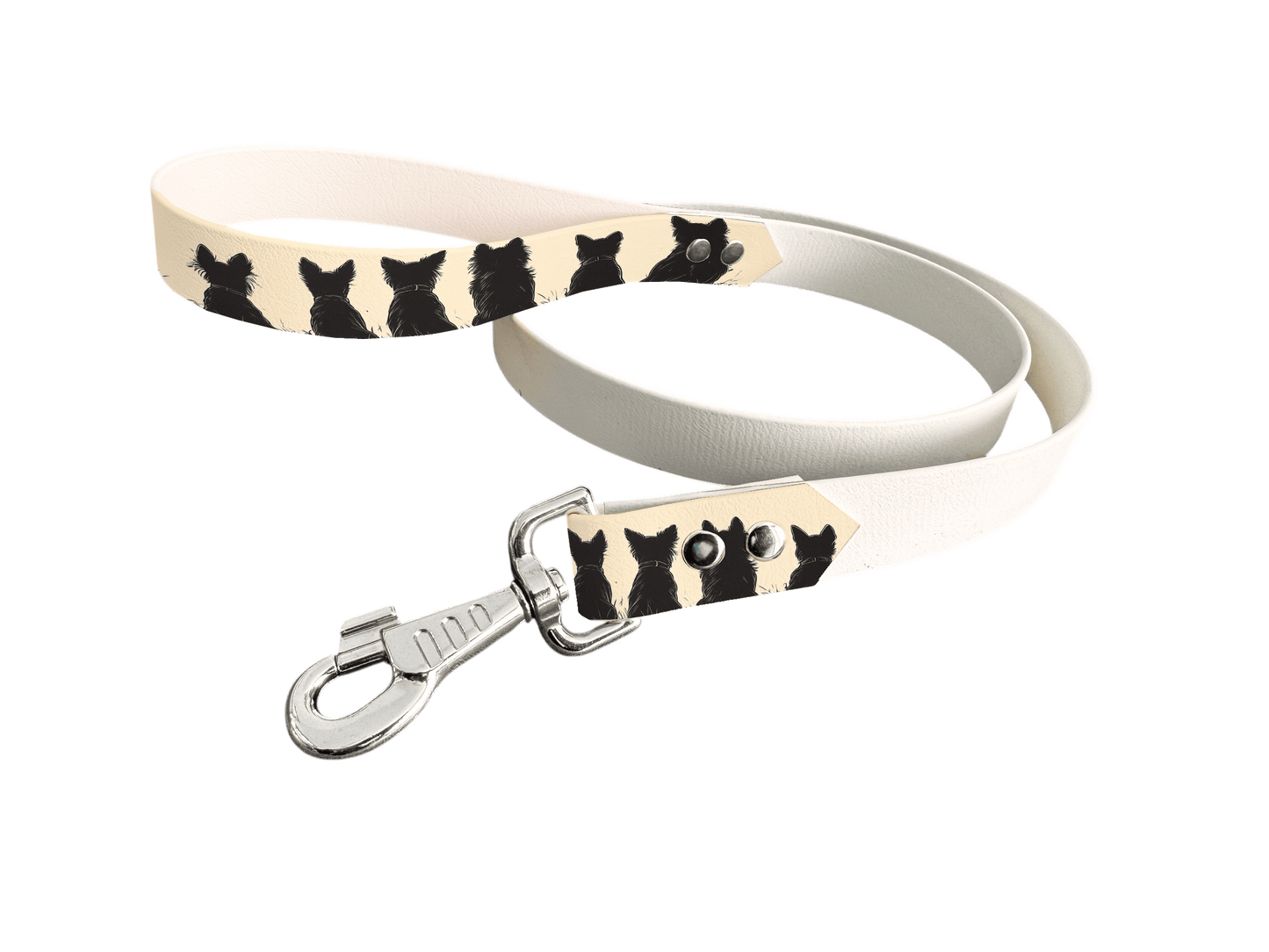 L'atelier du Fourmilier Laisse bicolore poignée imprimée 192 / 19mm Laisse bicolore en BioThane® avec poignée imprimée – Collection Chiens- Coloris au choix