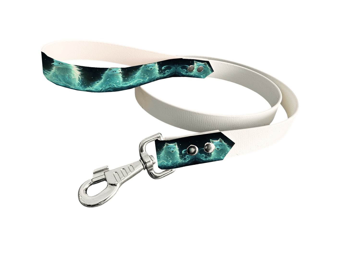 L'atelier du Fourmilier Laisse bicolore poignée imprimée 195 / 19mm Laisse bicolore en BioThane® avec poignée imprimée – Collection Animaux sauvages- Coloris au choix