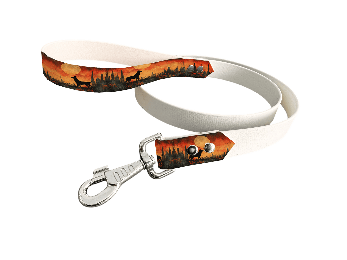 L'atelier du Fourmilier Laisse bicolore poignée imprimée 199 / 19mm Laisse bicolore en BioThane® avec poignée imprimée – Collection Chiens- Coloris au choix