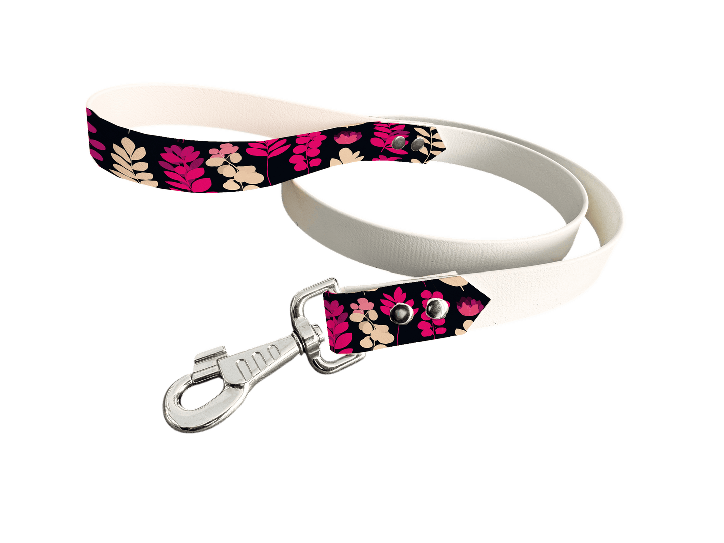 L'atelier du Fourmilier Laisse bicolore poignée imprimée 19mm / 425 Laisse en BioThane® avec poignée imprimée – Collection Fleur - Coloris au choix