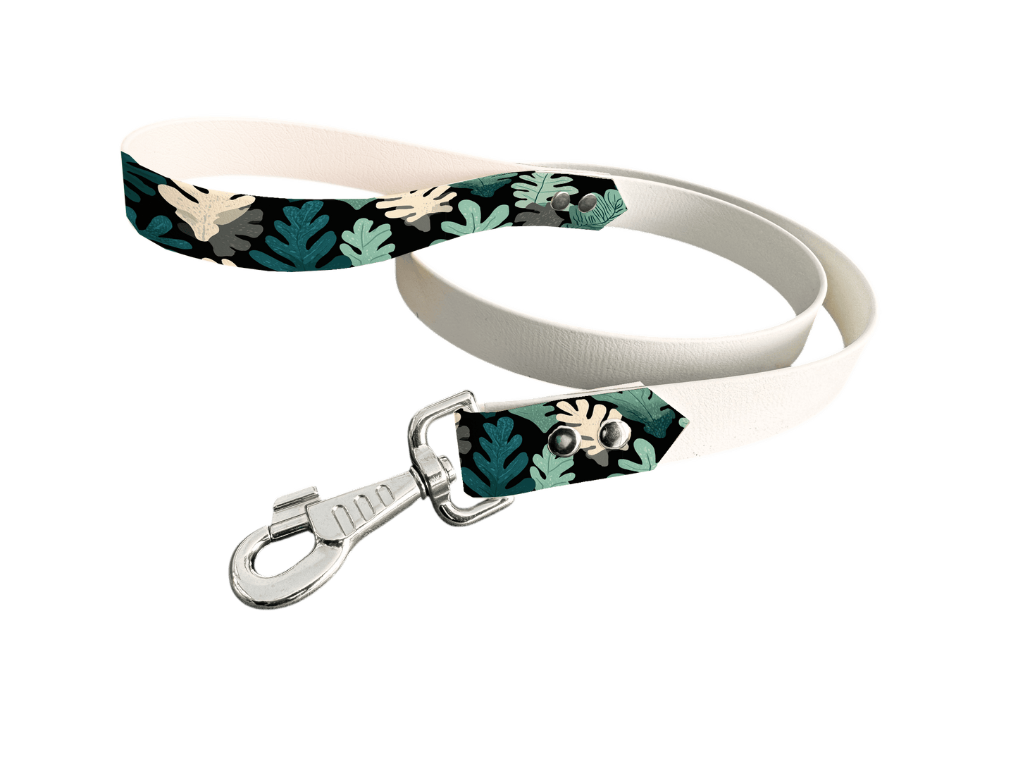 L'atelier du Fourmilier Laisse bicolore poignée imprimée 19mm / 430 Laisse en BioThane® avec poignée imprimée – Collection Fleur - Coloris au choix