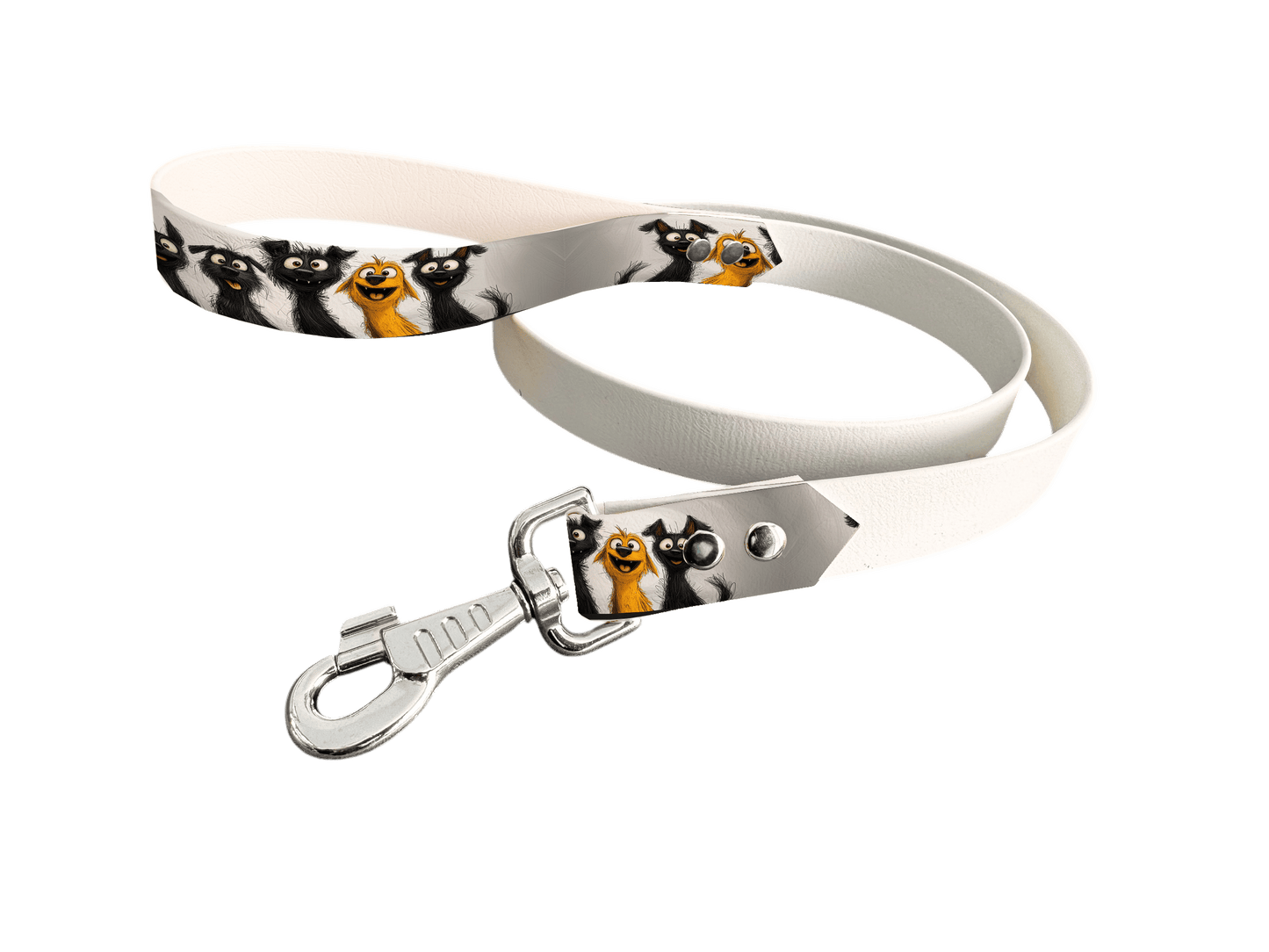 L'atelier du Fourmilier Laisse bicolore poignée imprimée 200 / 19mm Laisse bicolore en BioThane® avec poignée imprimée – Collection Chiens- Coloris au choix