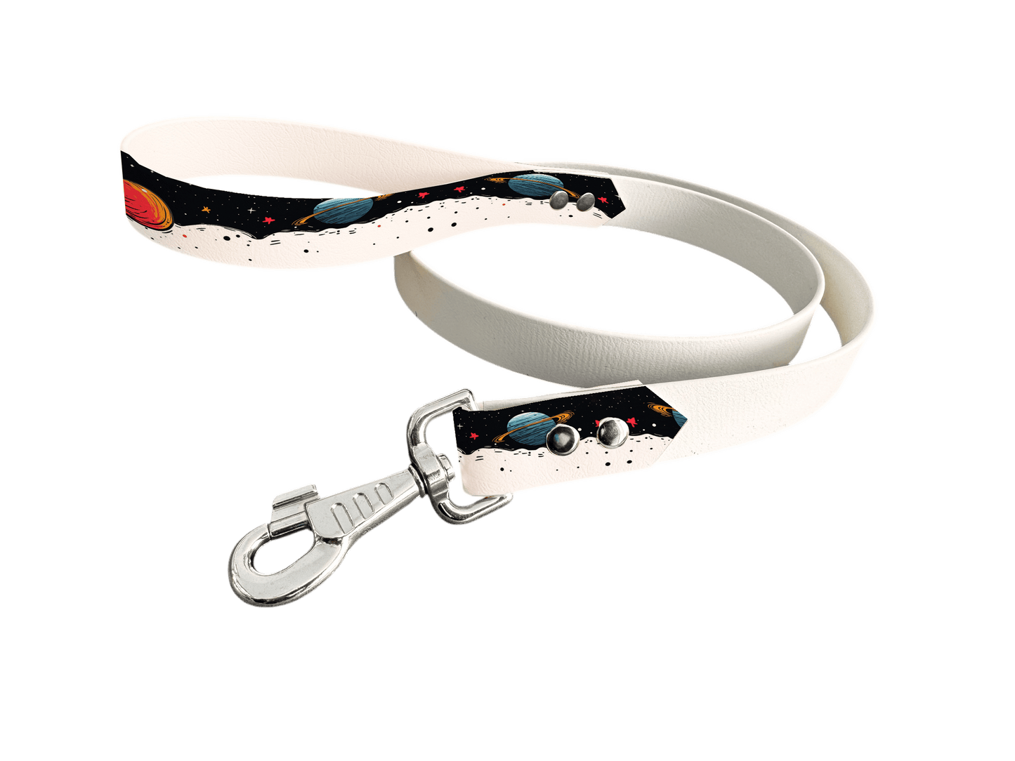 L'atelier du Fourmilier Laisse bicolore poignée imprimée 202 / 19mm Laisse bicolore en BioThane® avec poignée imprimée – Collection Galaxie- Coloris au choix