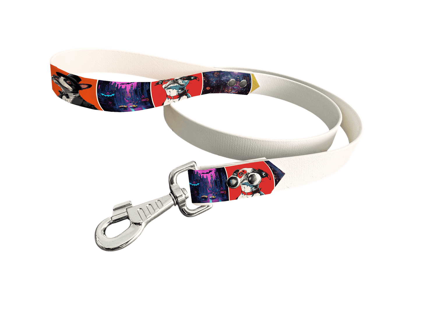 L'atelier du Fourmilier Laisse bicolore poignée imprimée 215 / 19mm Laisse bicolore en BioThane® avec poignée imprimée – Collection Chiens- Coloris au choix