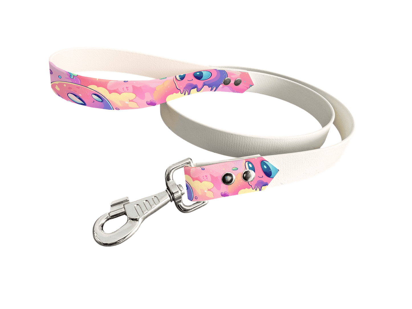 L'atelier du Fourmilier Laisse bicolore poignée imprimée 217 / 19mm Laisse bicolore en BioThane® avec poignée imprimée – Collection Créatures imaginaires- Coloris au choix