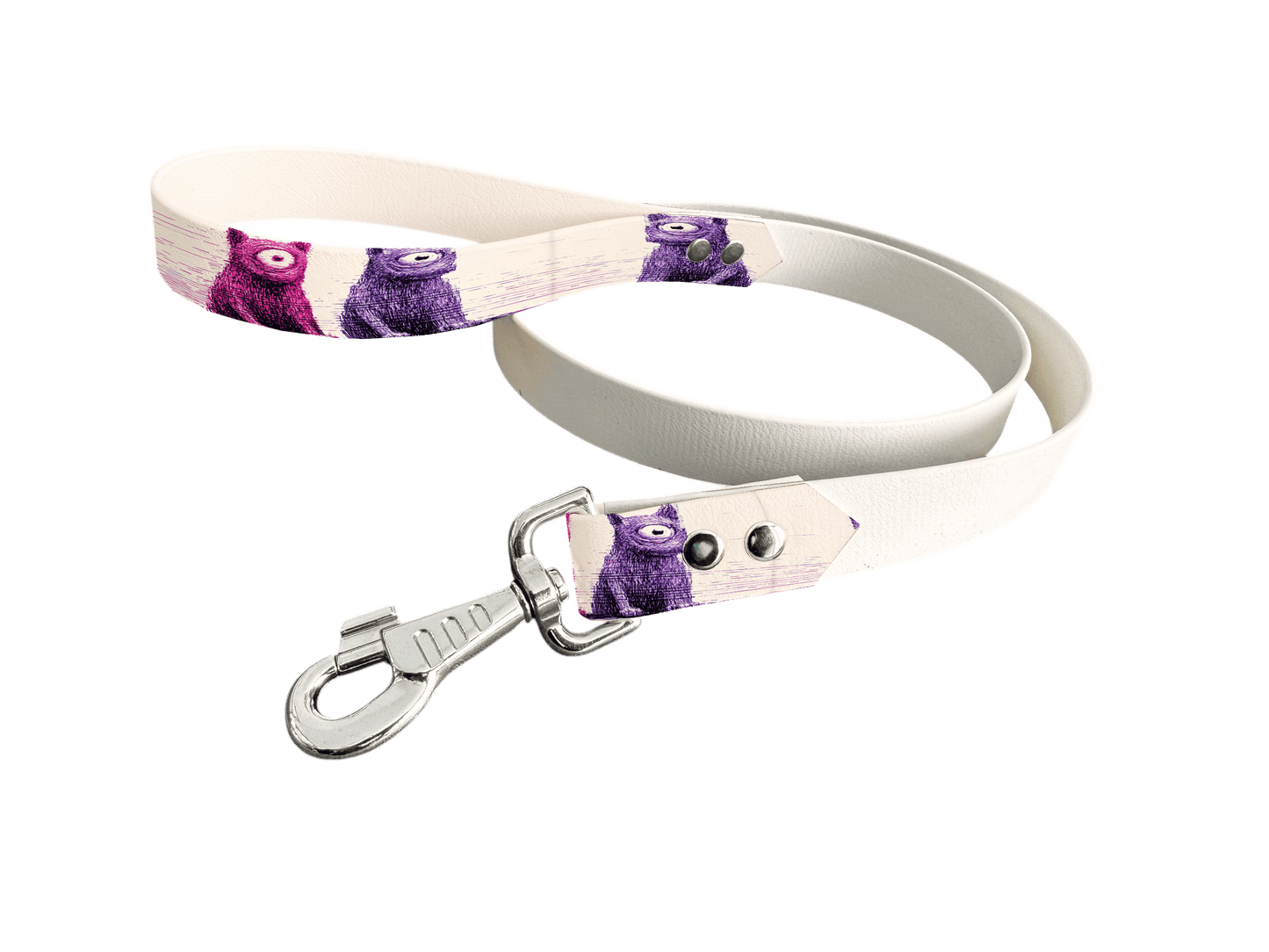 L'atelier du Fourmilier Laisse bicolore poignée imprimée 229 / 19mm Laisse bicolore en BioThane® avec poignée imprimée – Collection Chiens- Coloris au choix