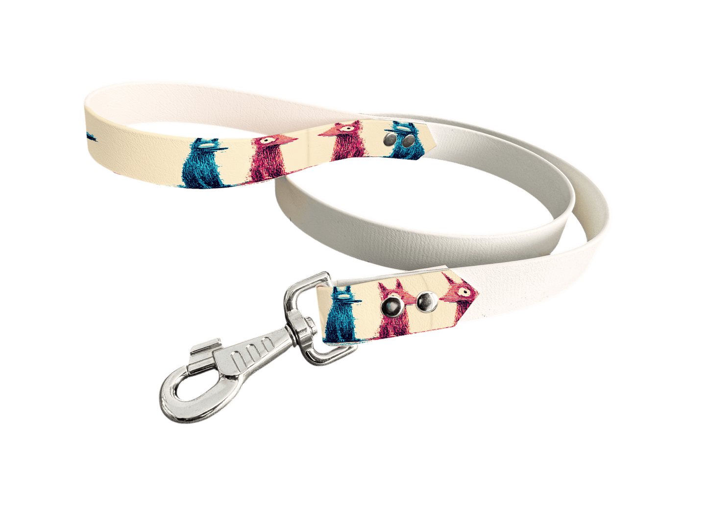 L'atelier du Fourmilier Laisse bicolore poignée imprimée 230 / 19mm Laisse bicolore en BioThane® avec poignée imprimée – Collection Chiens- Coloris au choix