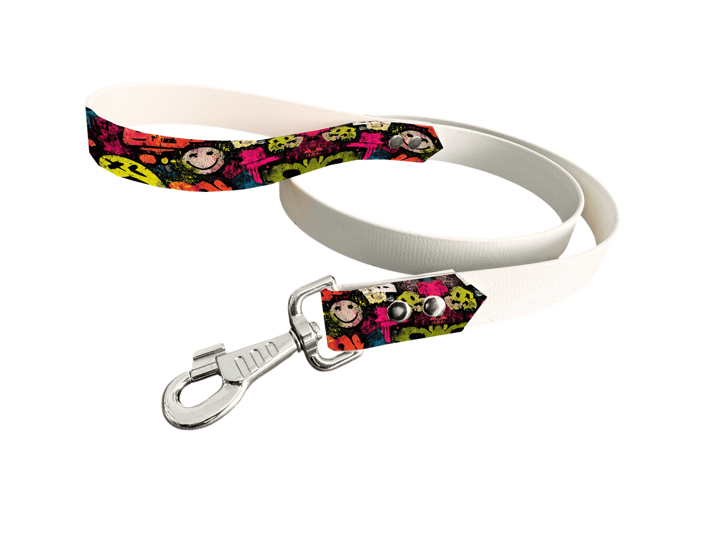 L'atelier du Fourmilier Laisse bicolore poignée imprimée 238 / 19mm Laisse bicolore en BioThane® avec poignée imprimée – Collection Pop Art- Coloris au choix