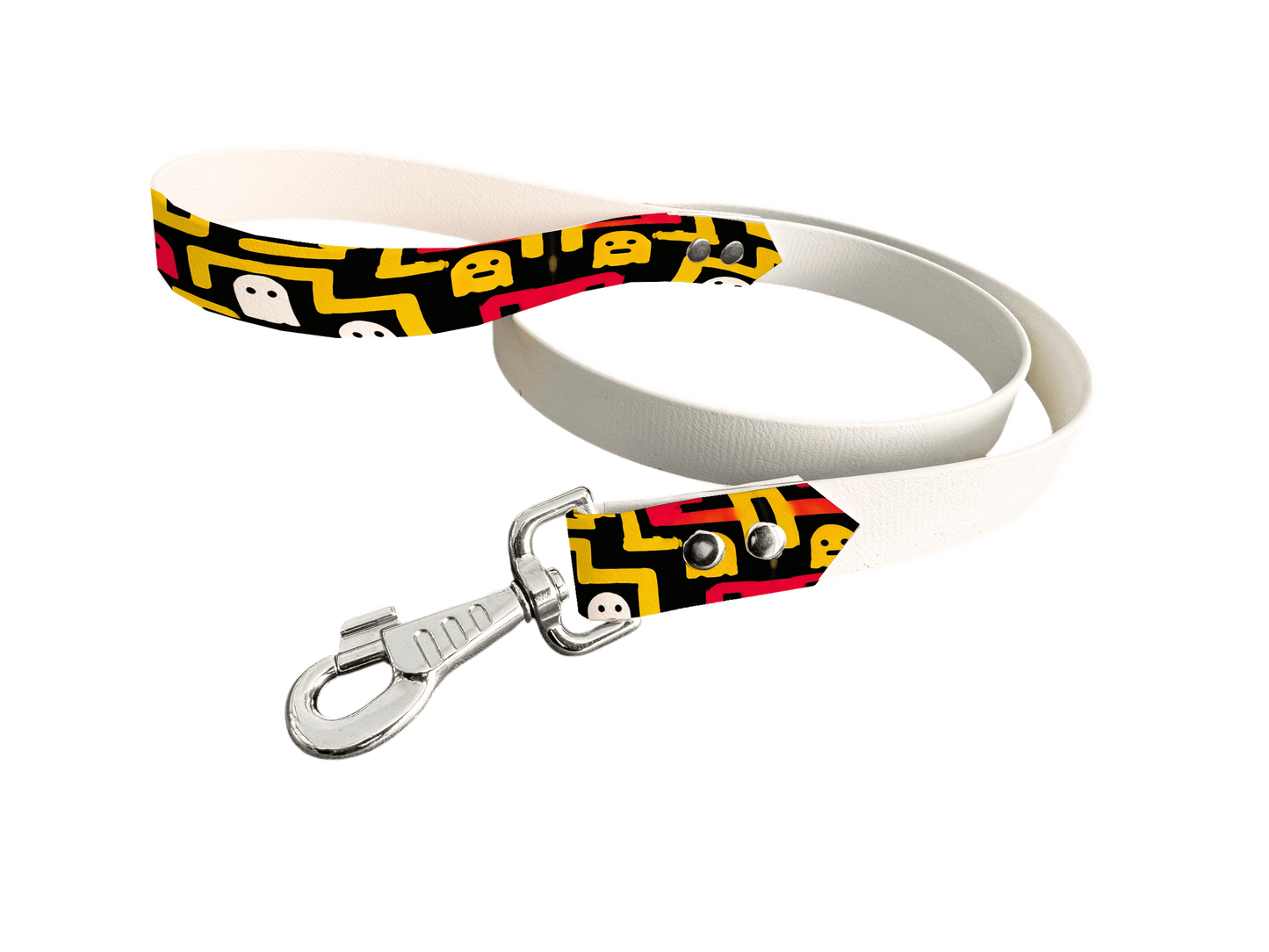 L'atelier du Fourmilier Laisse bicolore poignée imprimée 241 / 19mm Laisse bicolore en BioThane® avec poignée imprimée – Collection Pop Art- Coloris au choix