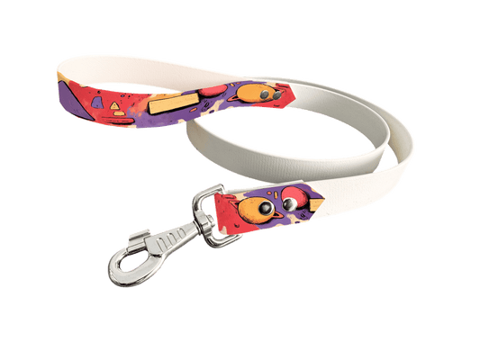 L'atelier du Fourmilier Laisse bicolore poignée imprimée 243 / 19mm Laisse bicolore en BioThane® avec poignée imprimée – Collection Abstrait - Coloris au choix