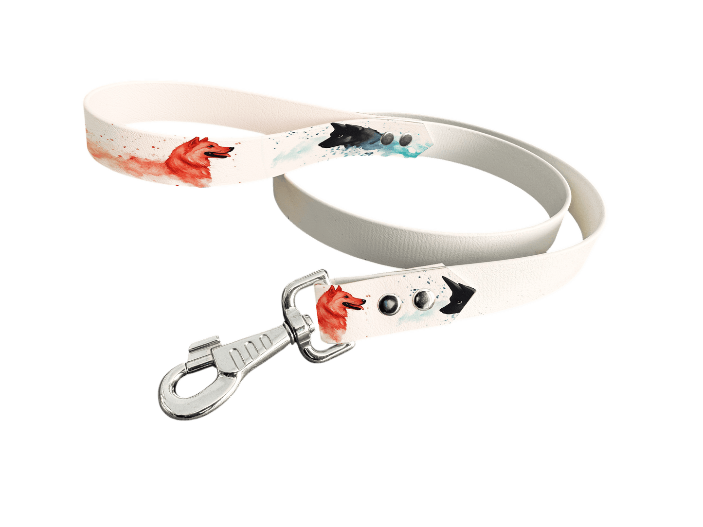 L'atelier du Fourmilier Laisse bicolore poignée imprimée 255 / 19mm Laisse bicolore en BioThane® avec poignée imprimée – Collection Chiens- Coloris au choix