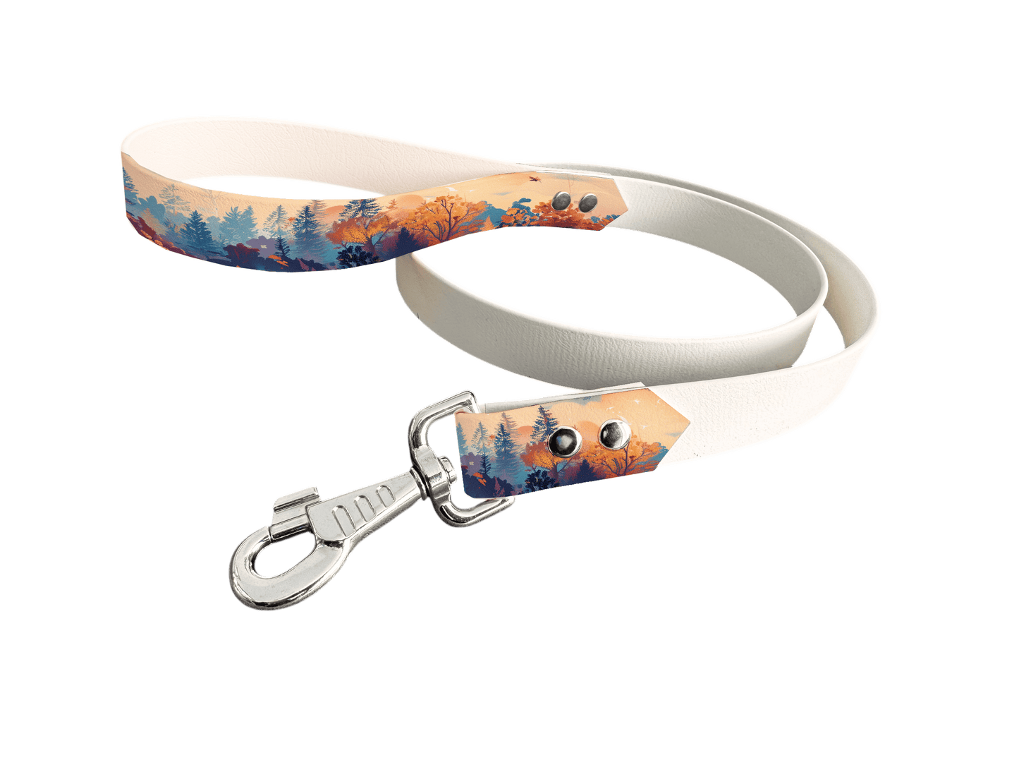 L'atelier du Fourmilier Laisse bicolore poignée imprimée 295 / 19mm Laisse bicolore en BioThane® avec poignée imprimée – Collection Paysages- Coloris au choix