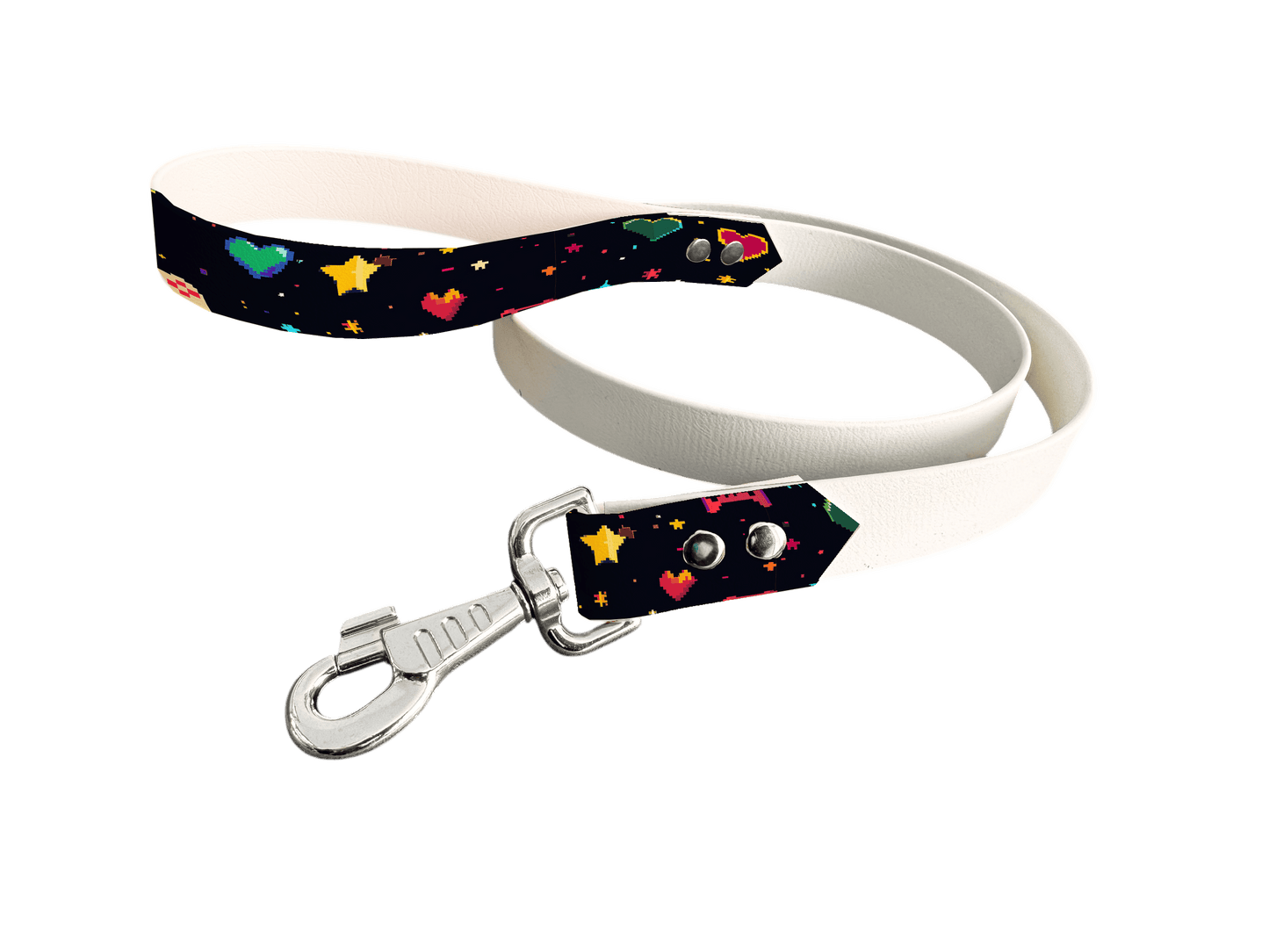 L'atelier du Fourmilier Laisse bicolore poignée imprimée 302 / 19mm Laisse bicolore en BioThane® avec poignée imprimée – Collection Pop Art- Coloris au choix