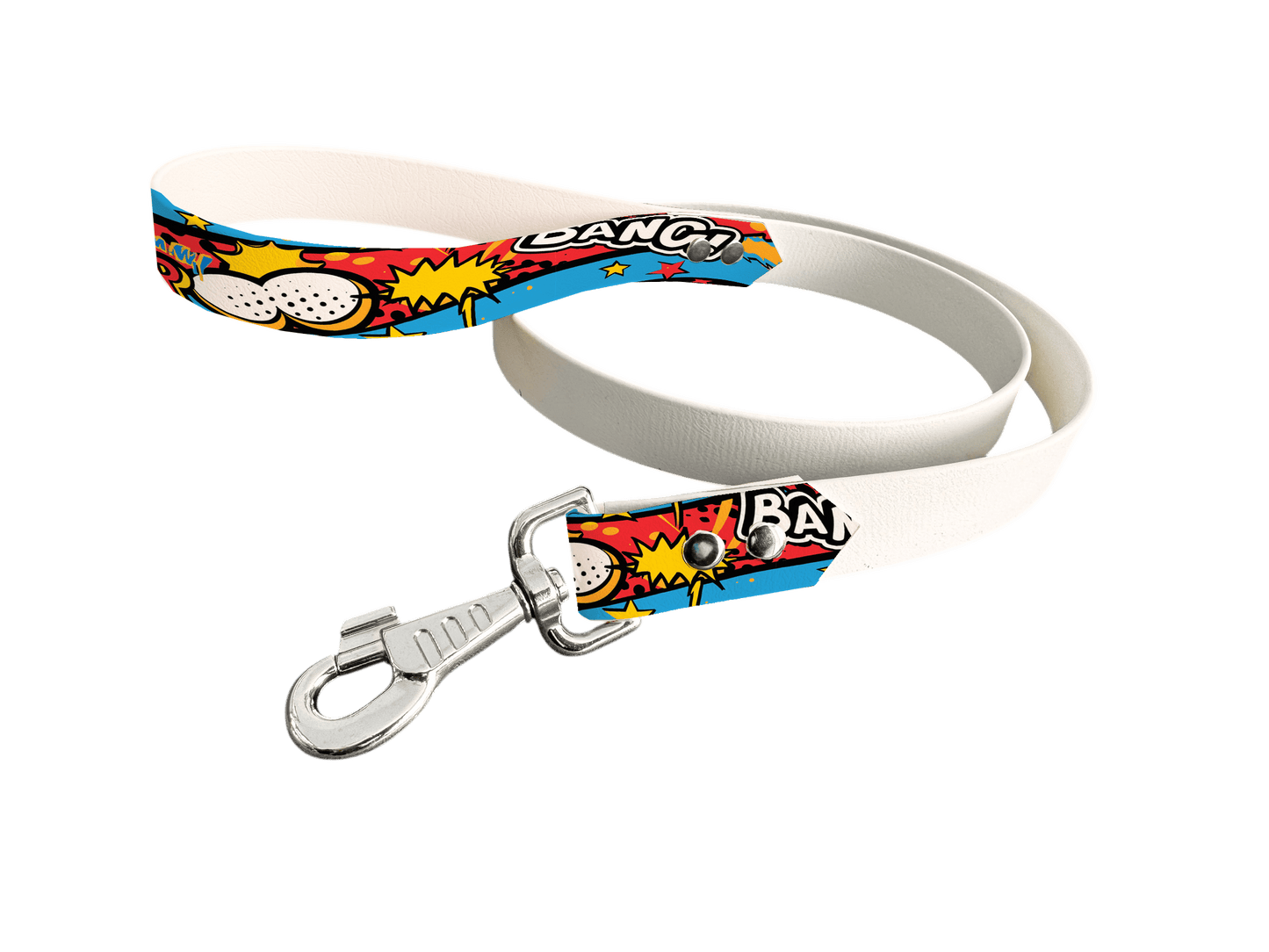 L'atelier du Fourmilier Laisse bicolore poignée imprimée 303 / 19mm Laisse bicolore en BioThane® avec poignée imprimée – Collection Pop Art- Coloris au choix