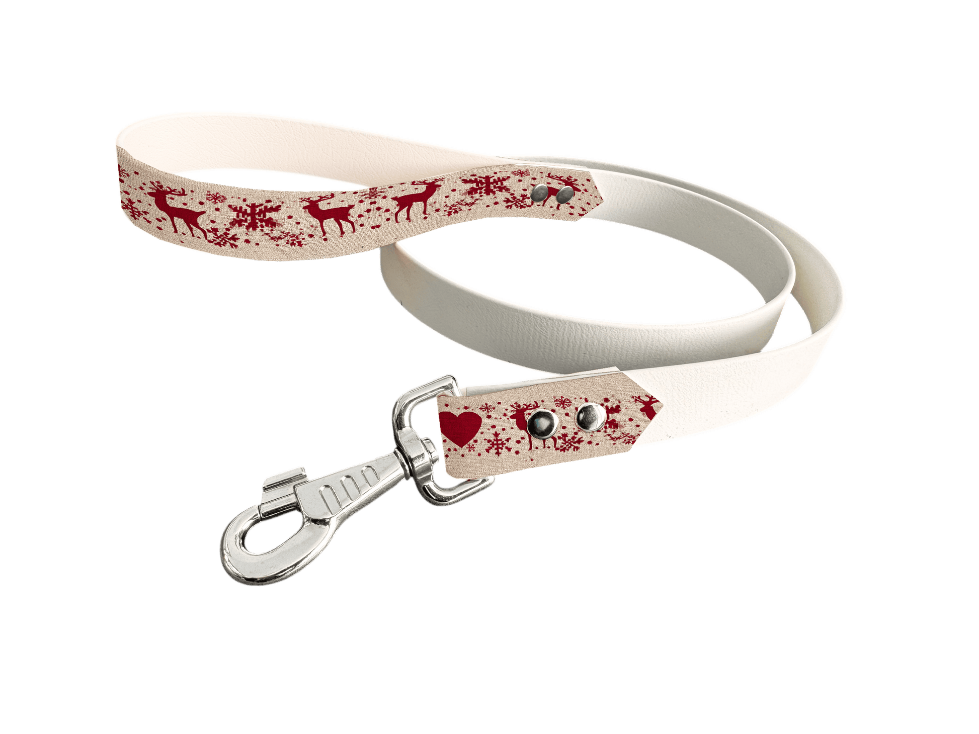 L'atelier du Fourmilier Laisse bicolore poignée imprimée 307 / 19mm Laisse bicolore en BioThane® avec poignée imprimée – Collection Noël - Coloris au choix