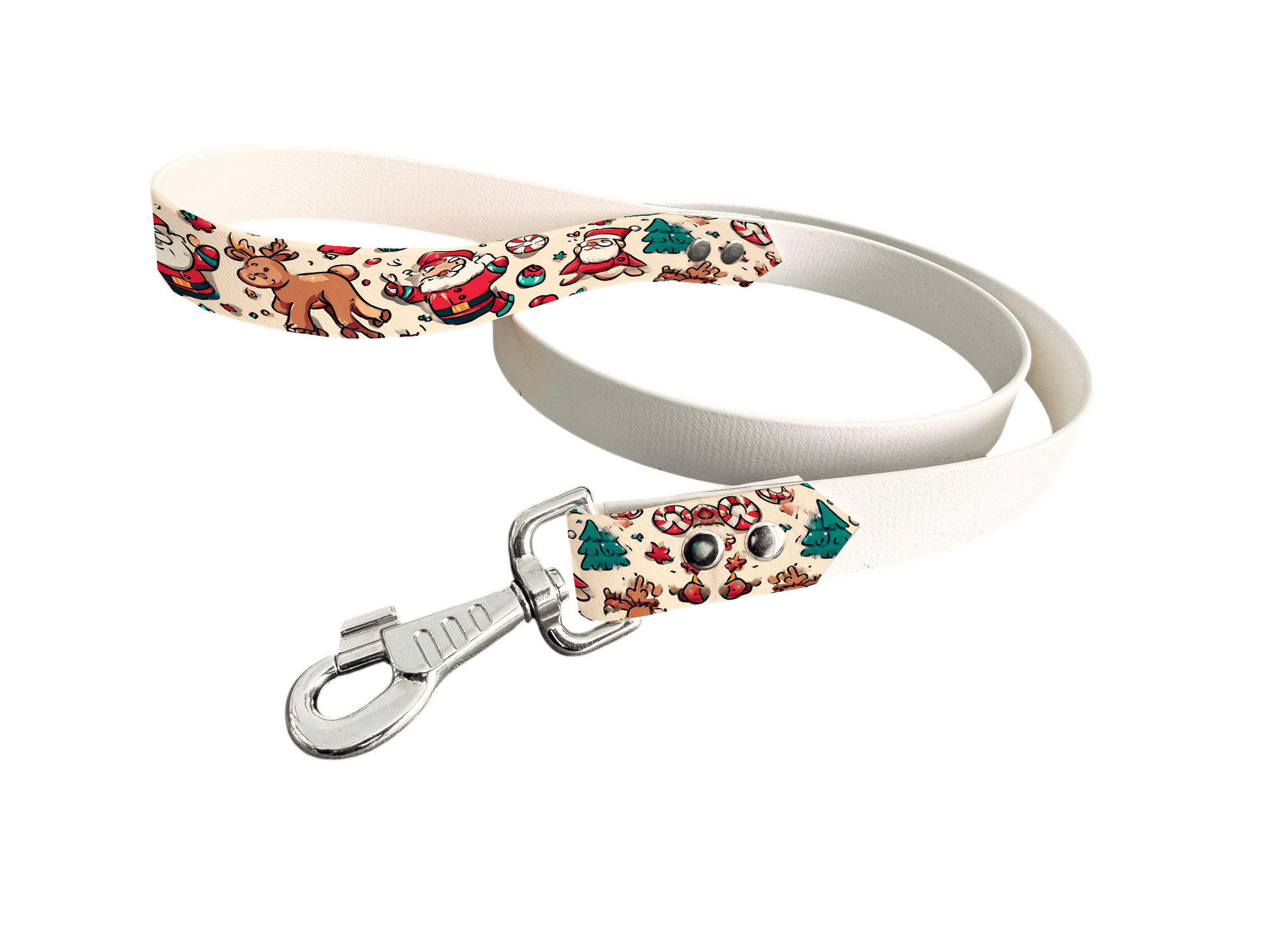 L'atelier du Fourmilier Laisse bicolore poignée imprimée 308 / 19mm Laisse bicolore en BioThane® avec poignée imprimée – Collection Noël - Coloris au choix