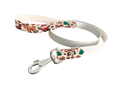 L'atelier du Fourmilier Laisse bicolore poignée imprimée 308 / 19mm Laisse bicolore en BioThane® avec poignée imprimée – Collection Noël - Coloris au choix