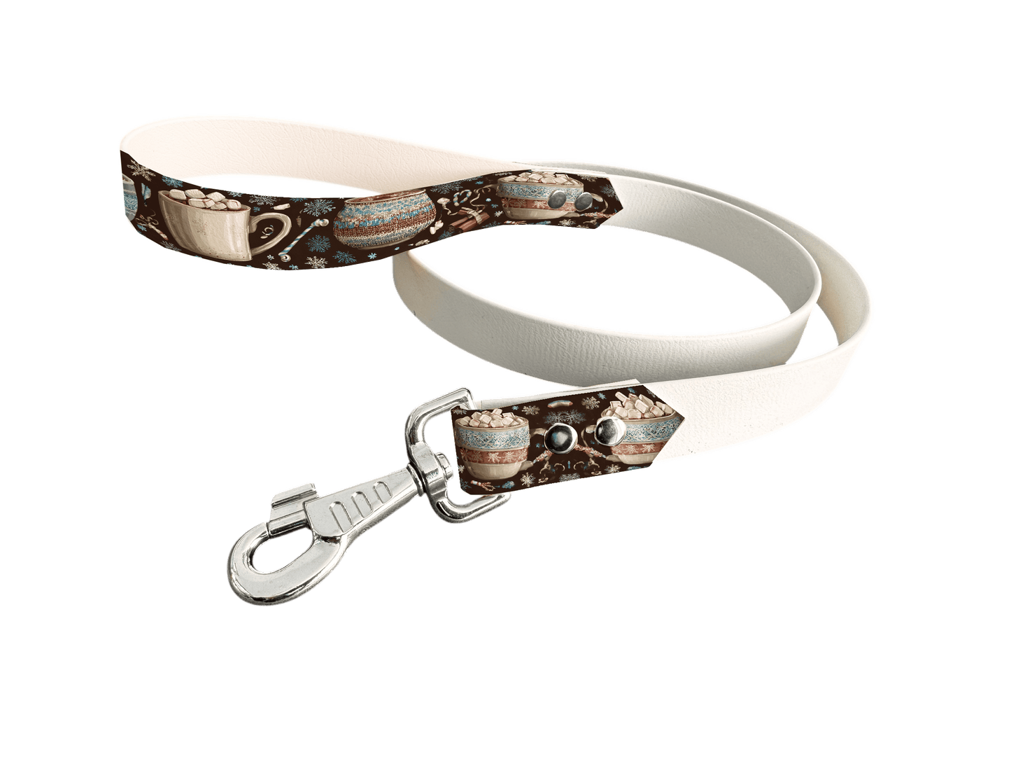 L'atelier du Fourmilier Laisse bicolore poignée imprimée 312 / 19mm Laisse bicolore en BioThane® avec poignée imprimée – Collection Noël - Coloris au choix