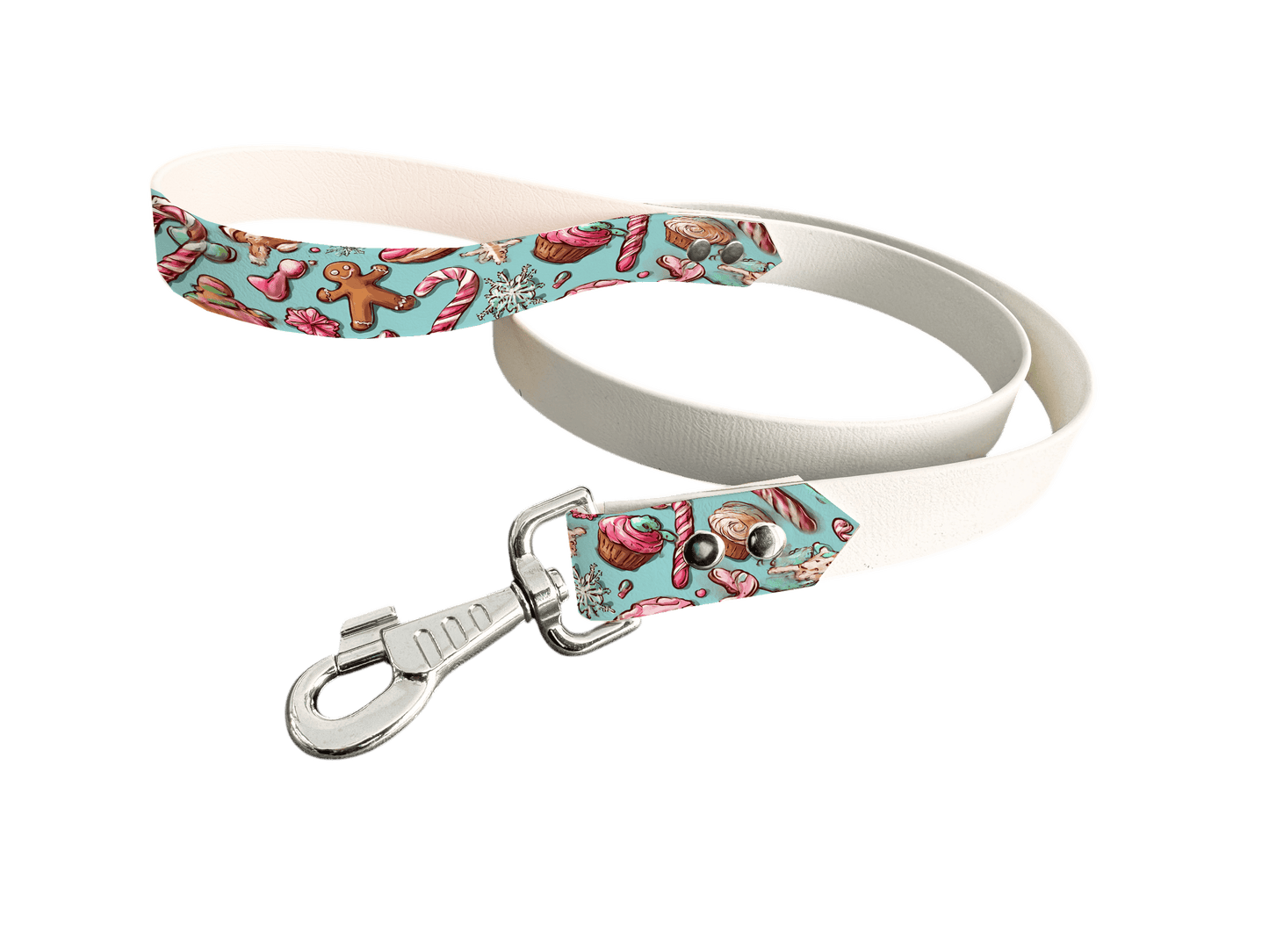 L'atelier du Fourmilier Laisse bicolore poignée imprimée 313 / 19mm Laisse bicolore en BioThane® avec poignée imprimée – Collection Noël - Coloris au choix