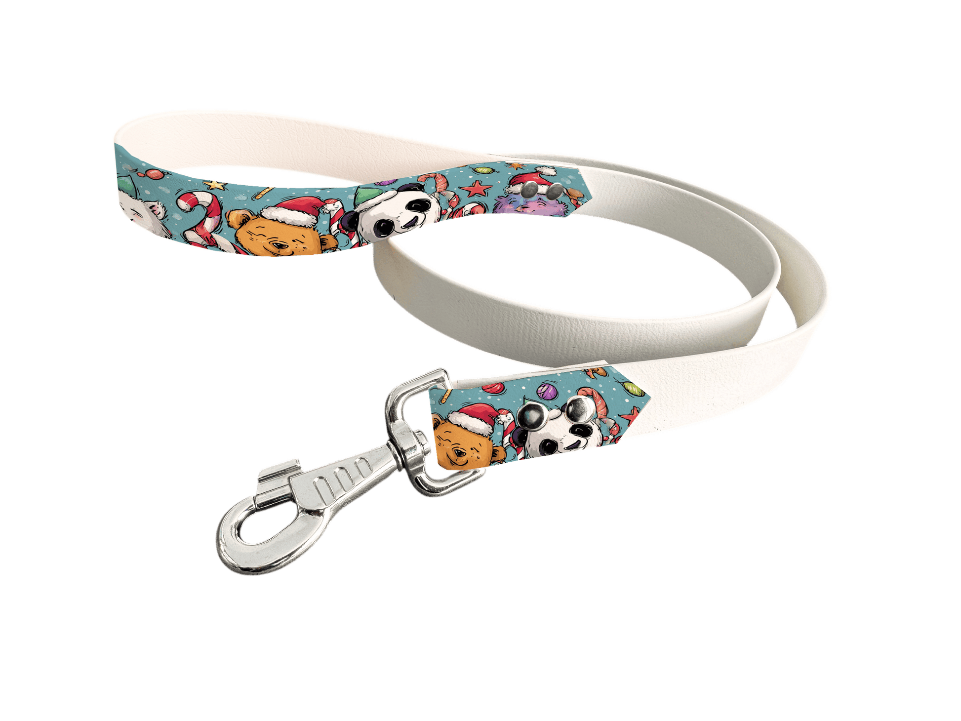 L'atelier du Fourmilier Laisse bicolore poignée imprimée 314 / 19mm Laisse bicolore en BioThane® avec poignée imprimée – Collection Noël - Coloris au choix