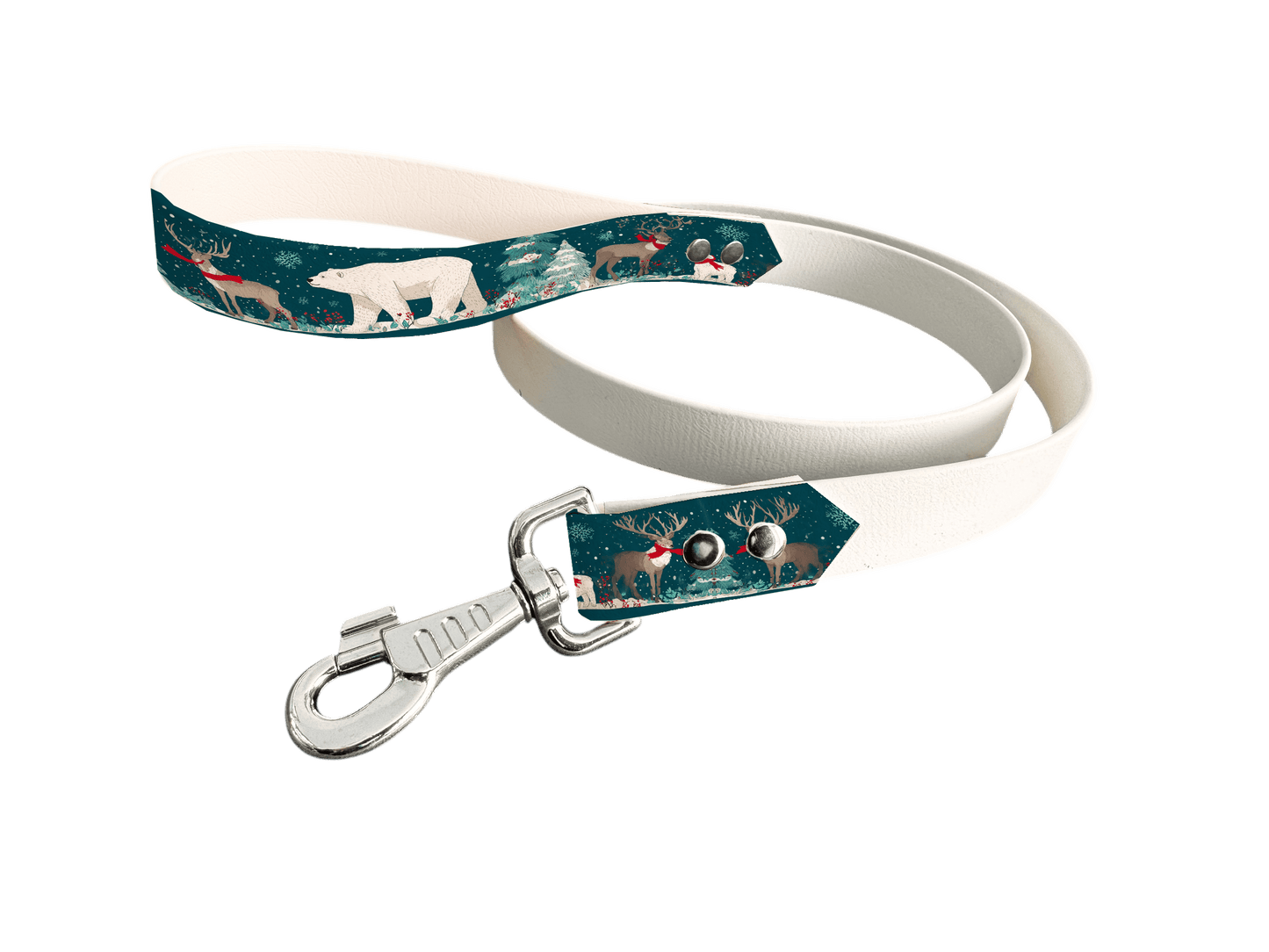 L'atelier du Fourmilier Laisse bicolore poignée imprimée 320 / 19mm Laisse bicolore en BioThane® avec poignée imprimée – Collection Noël - Coloris au choix