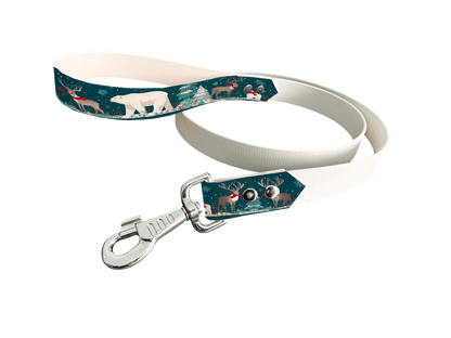 L'atelier du Fourmilier Laisse bicolore poignée imprimée 320 / 19mm Laisse bicolore en BioThane® avec poignée imprimée – Collection Noël - Coloris au choix