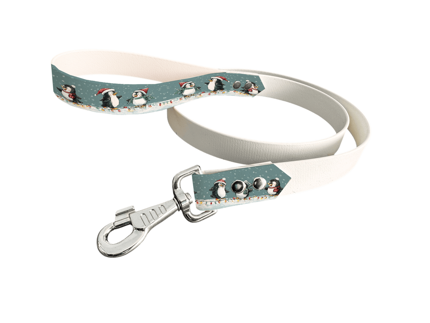 L'atelier du Fourmilier Laisse bicolore poignée imprimée 321 / 19mm Laisse bicolore en BioThane® avec poignée imprimée – Collection Noël - Coloris au choix