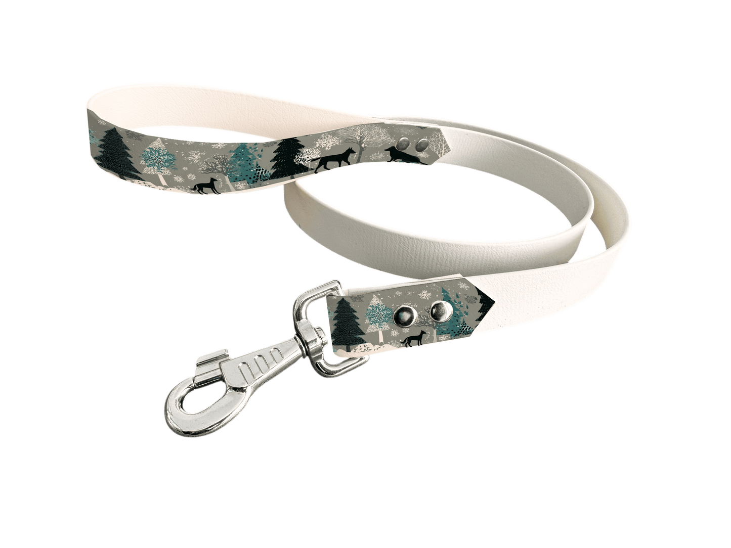 L'atelier du Fourmilier Laisse bicolore poignée imprimée 329 / 19mm Laisse bicolore en BioThane® avec poignée imprimée – Collection Noël - Coloris au choix