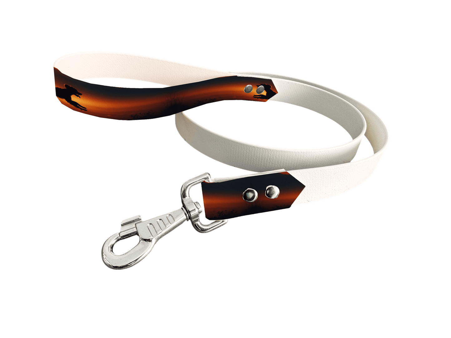 L'atelier du Fourmilier Laisse bicolore poignée imprimée 33 / 19mm Laisse bicolore en BioThane® avec poignée imprimée – Collection Chiens- Coloris au choix