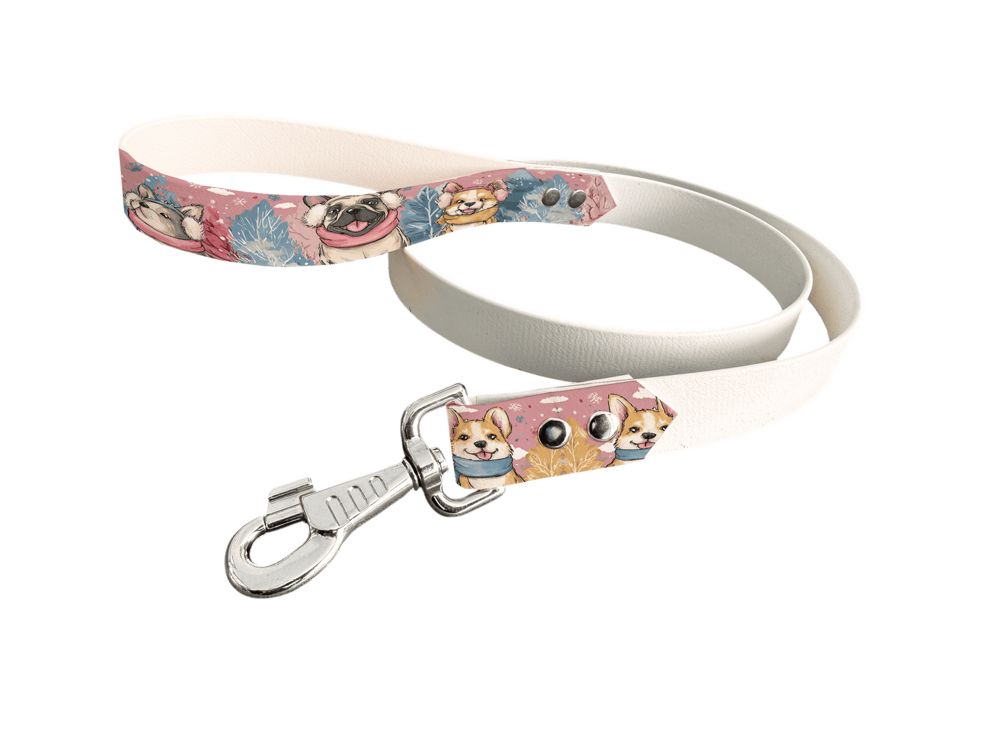 L'atelier du Fourmilier Laisse bicolore poignée imprimée 331 / 19mm Laisse bicolore en BioThane® avec poignée imprimée – Collection Noël - Coloris au choix