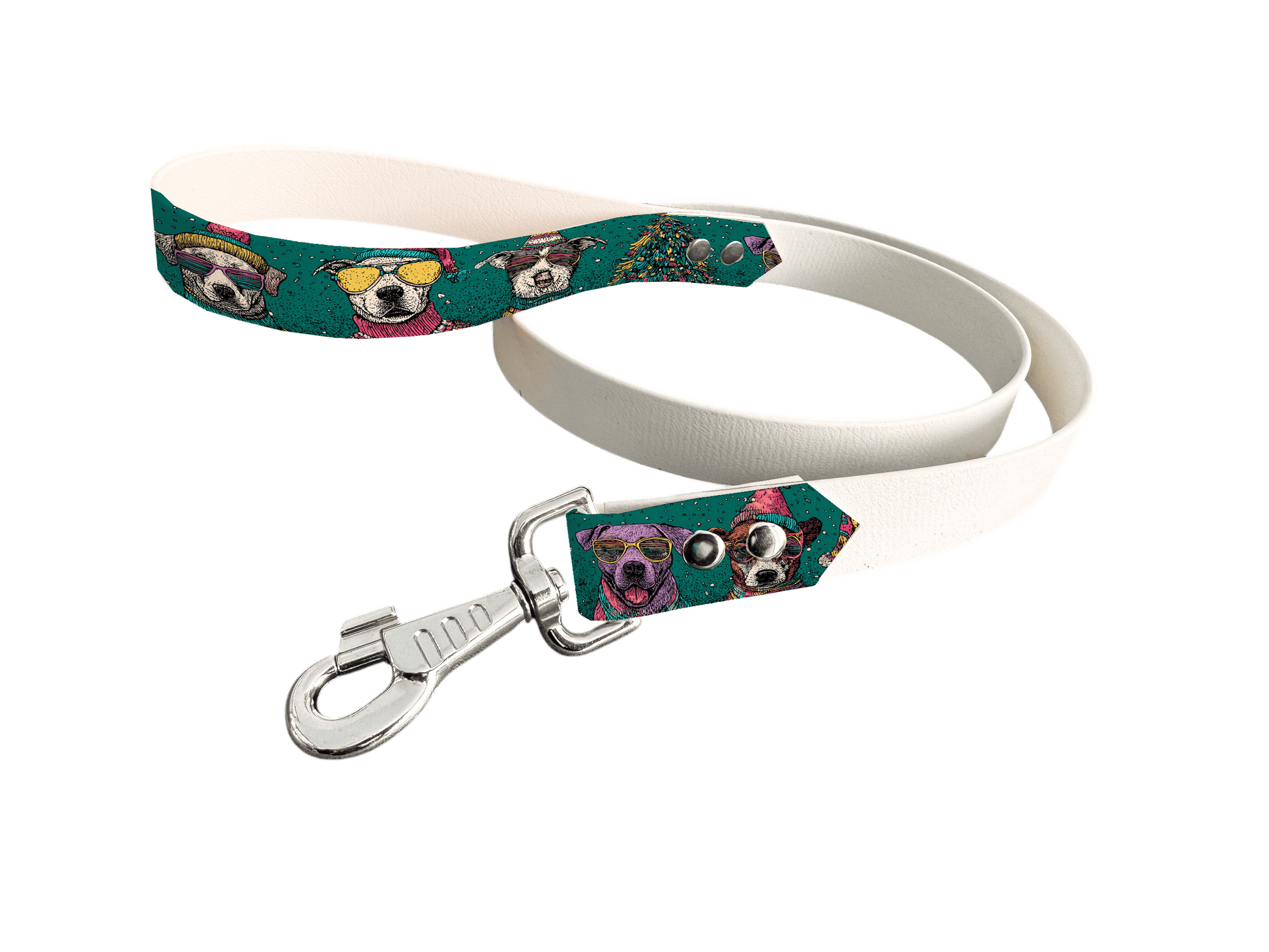 L'atelier du Fourmilier Laisse bicolore poignée imprimée 332 / 19mm Laisse bicolore en BioThane® avec poignée imprimée – Collection Noël - Coloris au choix